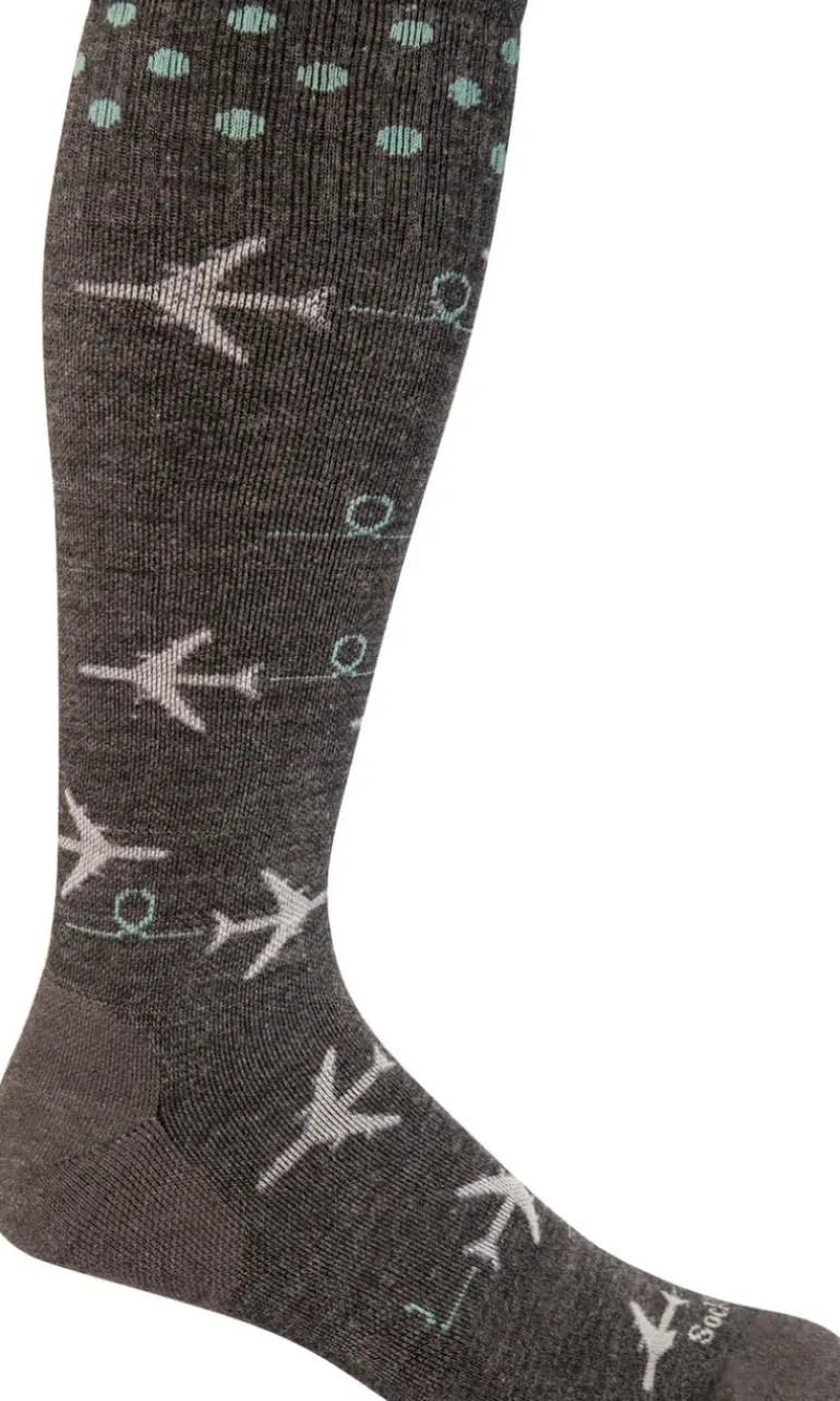 In Flight Fun Knee-High Women - Charcoal Moderate Compression (15-20mmHg)